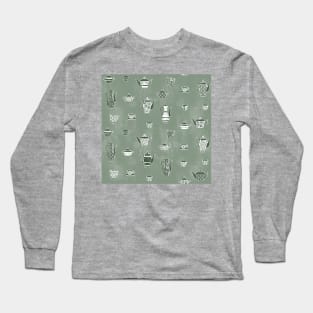 Sage Green Tea Party Long Sleeve T-Shirt